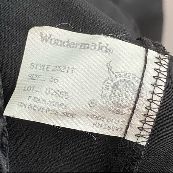 Vtg WonderMaid Black Nylon Full Slip dress Lace Trim Sz 36 UNION MADE tag Sexy - Picture 6 of 8